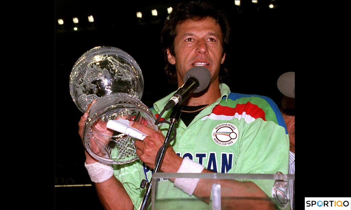 Imran Khan with the 1992 World Cup trophy